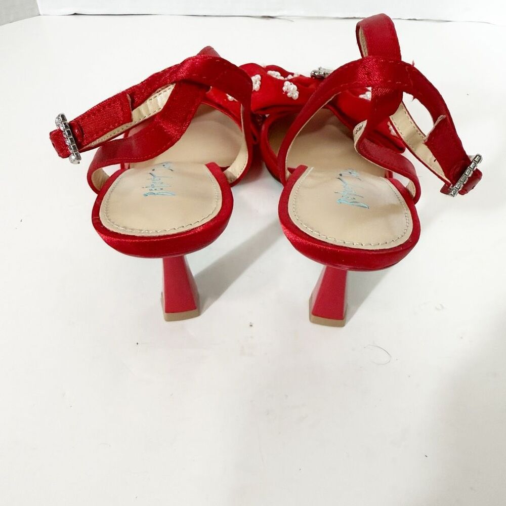 Betsey Johnson Mark Red Embellished Pearl Rhinestone Coquette Mesh Pumps Size 6 - Picture 6 of 8